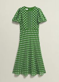 Dorothy Spot Dress, Green Ivory, hi-res