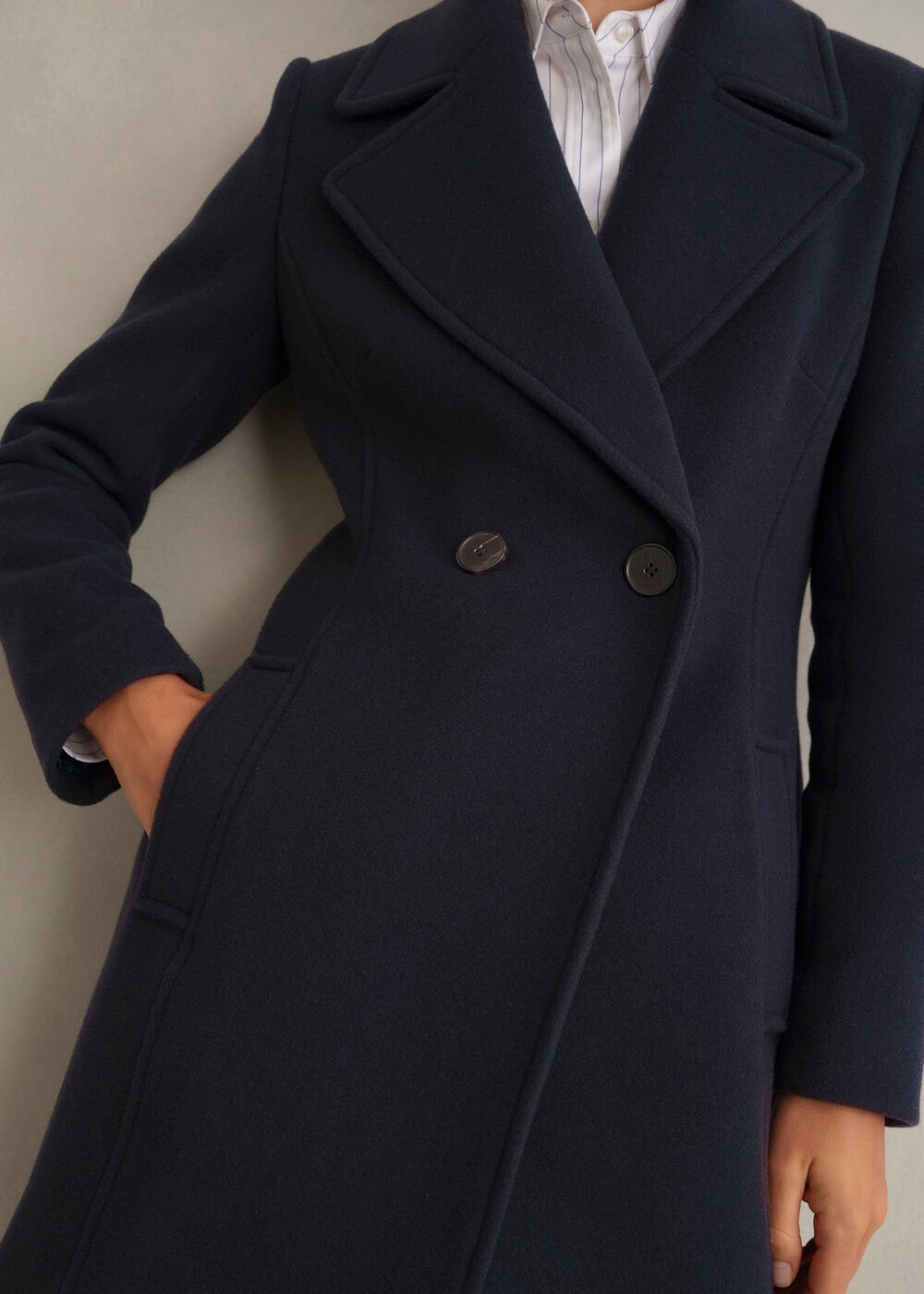 Betsy Cashmere Blend Coat, Navy, hi-res