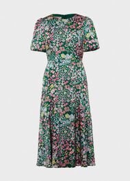 Christina Floral Fit And Flare Dress, Green Multi, hi-res