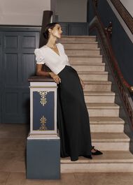 Elizabeth Colourblock Satin Maxi Dress, Black Ivory, hi-res