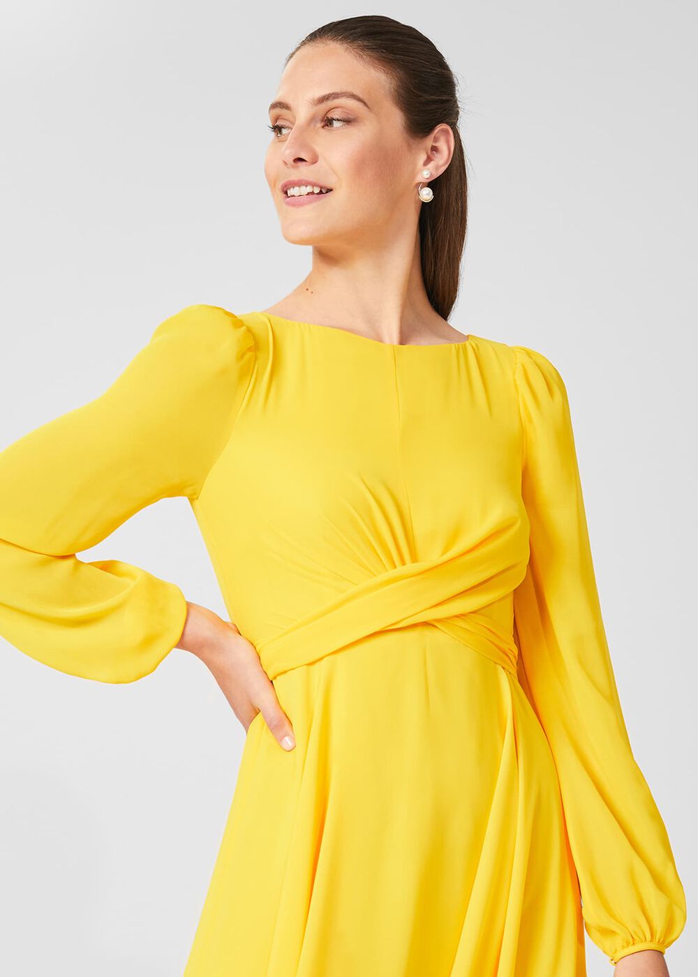 Sadie Fit And Flare Dress, Yellow, hi-res
