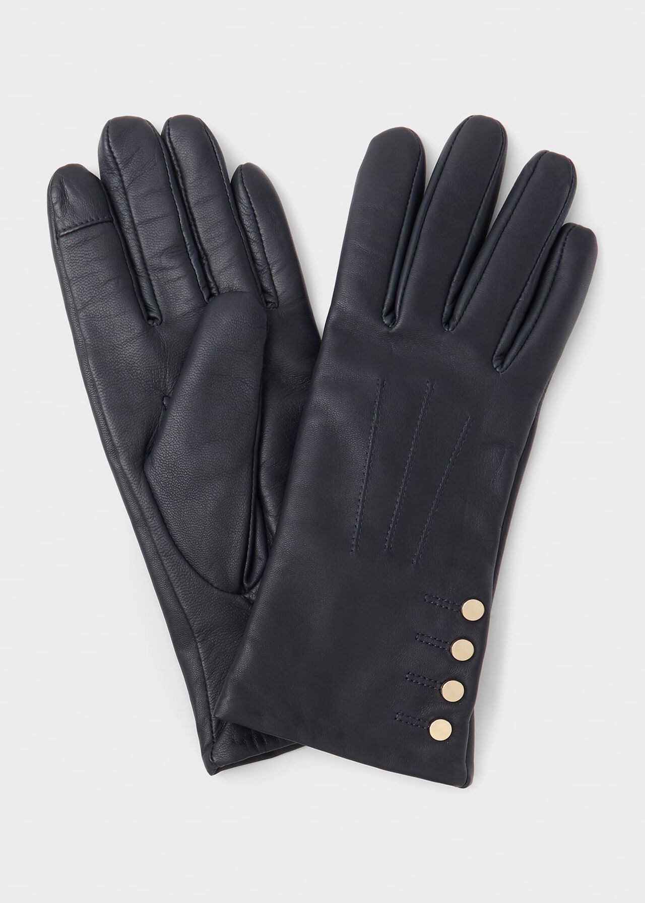 Sienna Leather Glove, Navy, hi-res