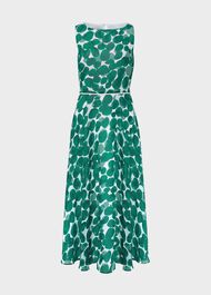 Carly Spot Midi Dress, Green Ivory, hi-res