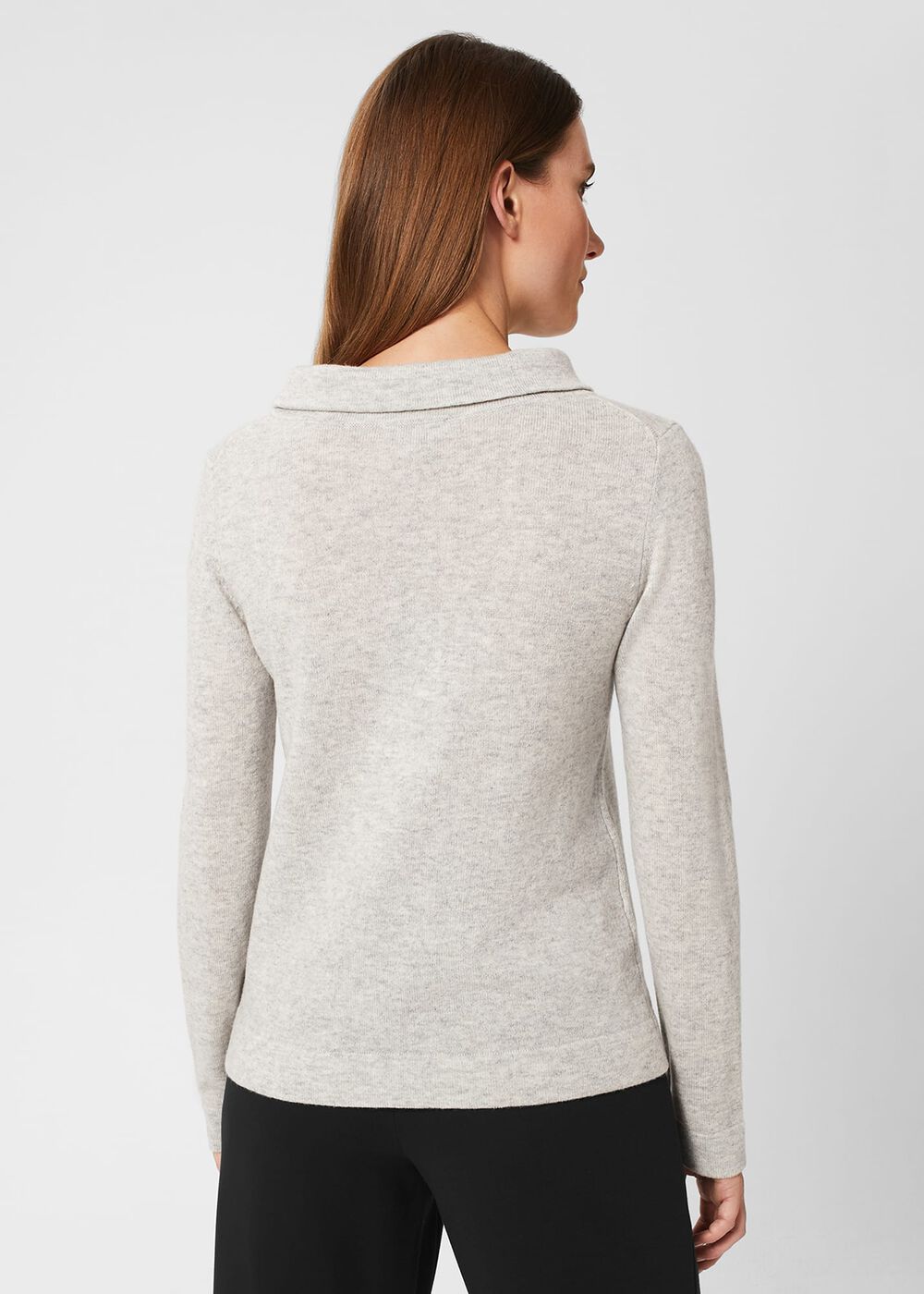 Audrey Wool Cashmere Sweater, Pale Grey Marl, hi-res