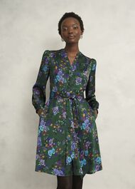 Fatima Tie Belted Dress, Green Multi, hi-res
