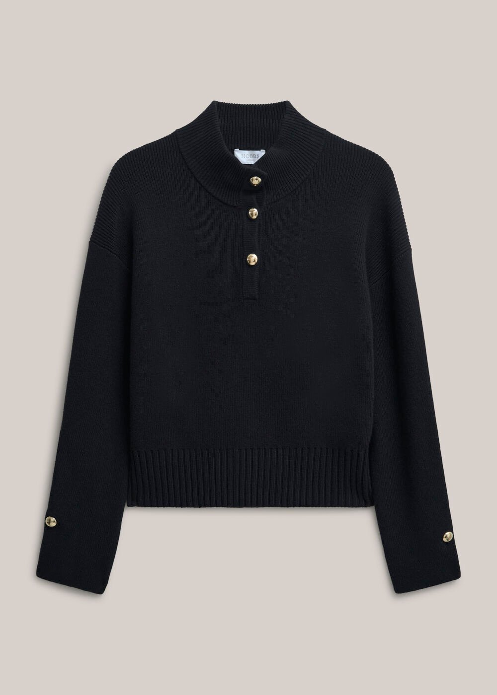 Adler Knitted Cotton Jumper, Hobbs Navy, hi-res