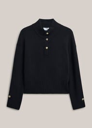 Adler Knitted Cotton Jumper, Hobbs Navy, hi-res