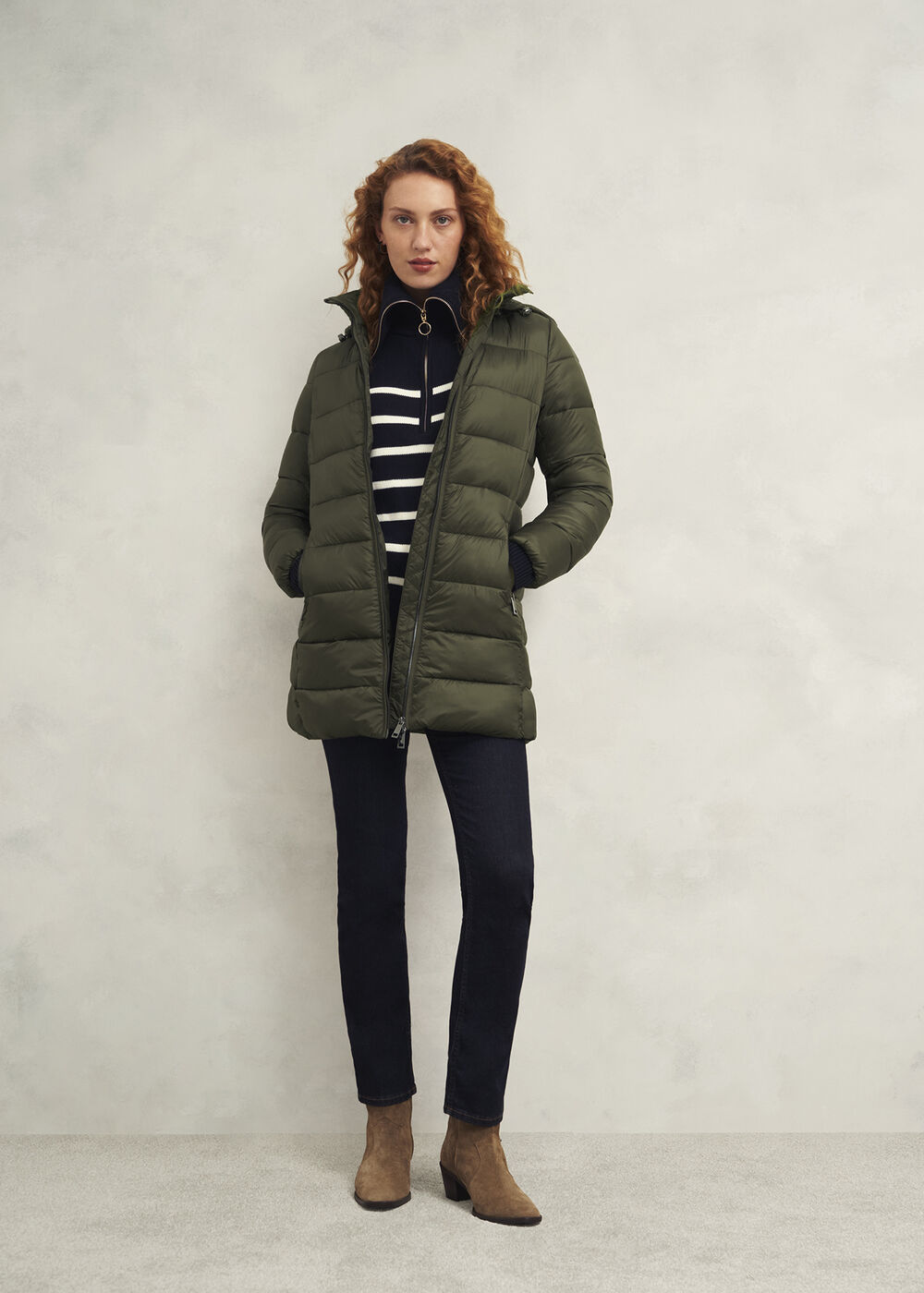 Petite Joelle Puffer Coat, Dark Olive, hi-res
