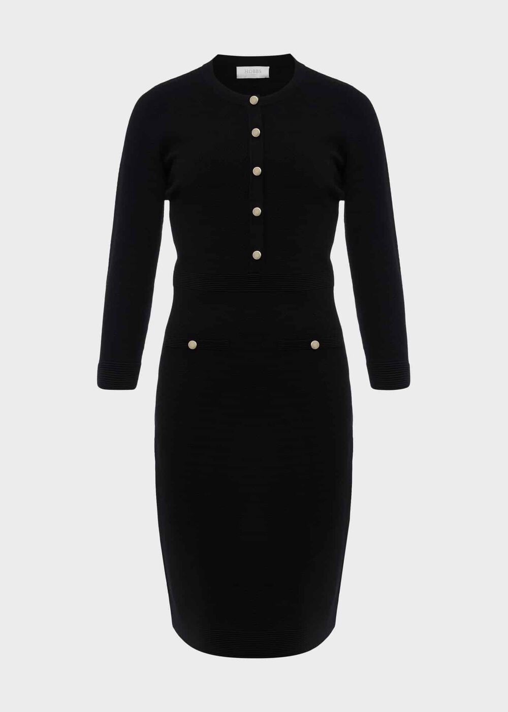 Noa Knitted Dress, Black, hi-res