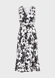 Viola Satin Fit And Flare Dress, Black Ivory, hi-res