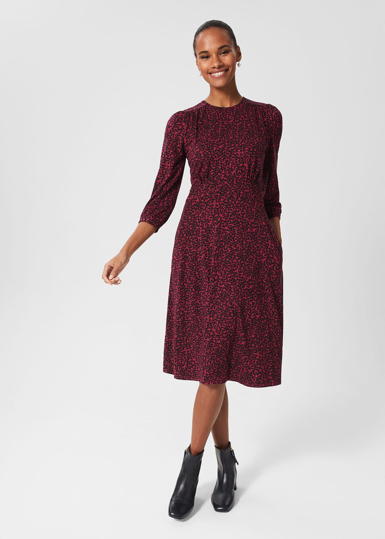 Indi Jersey Dress, Rich Berry Navy, hi-res