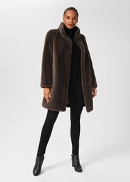Maddox Faux Fur Coat, Charcoal Grey, hi-res