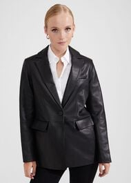 Merissa Leather Blazer, Black, hi-res