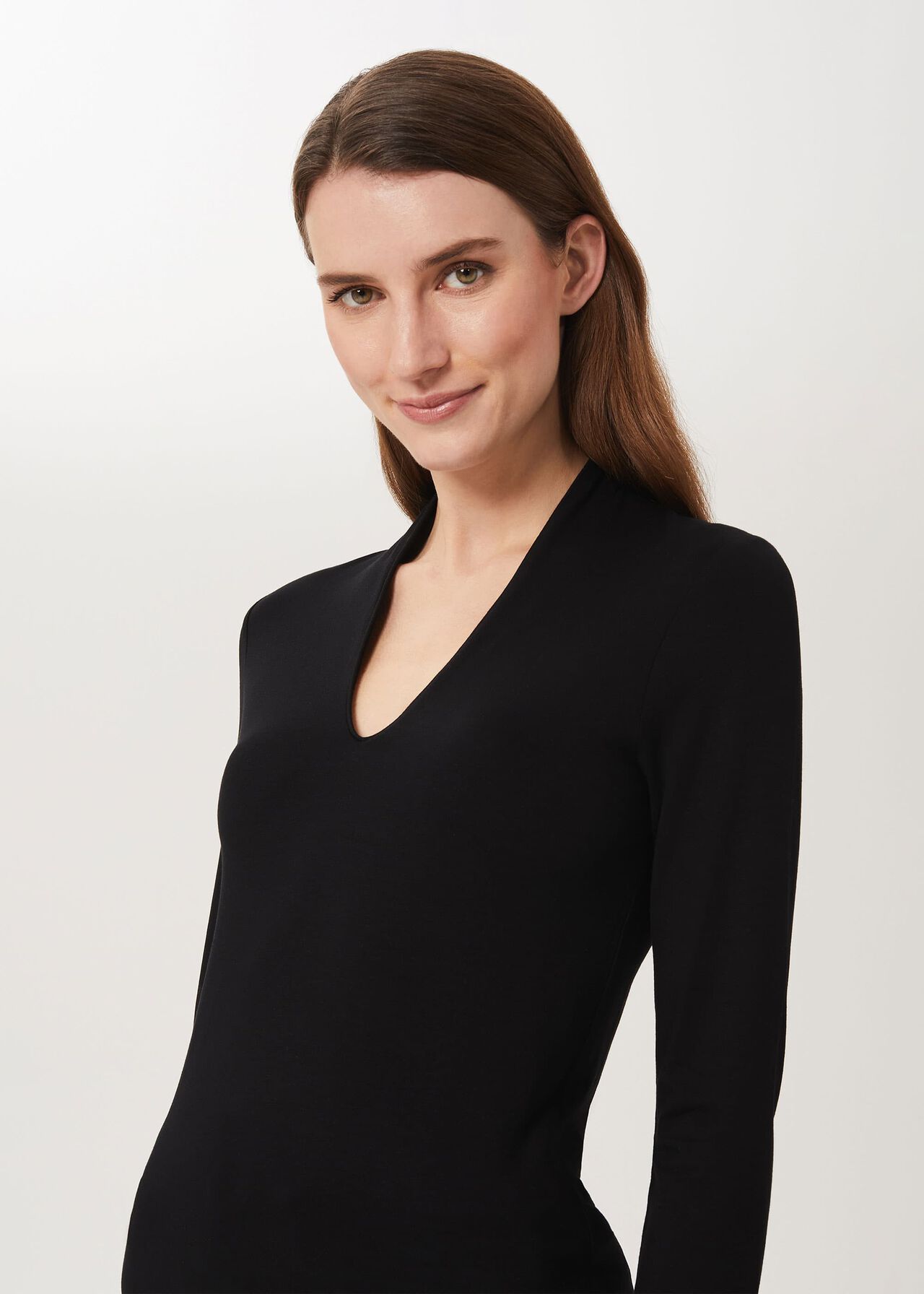 Aimee Double Fronted Top, Black, hi-res