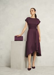 Agnes Satin Tie Dress, Onyx Red, hi-res