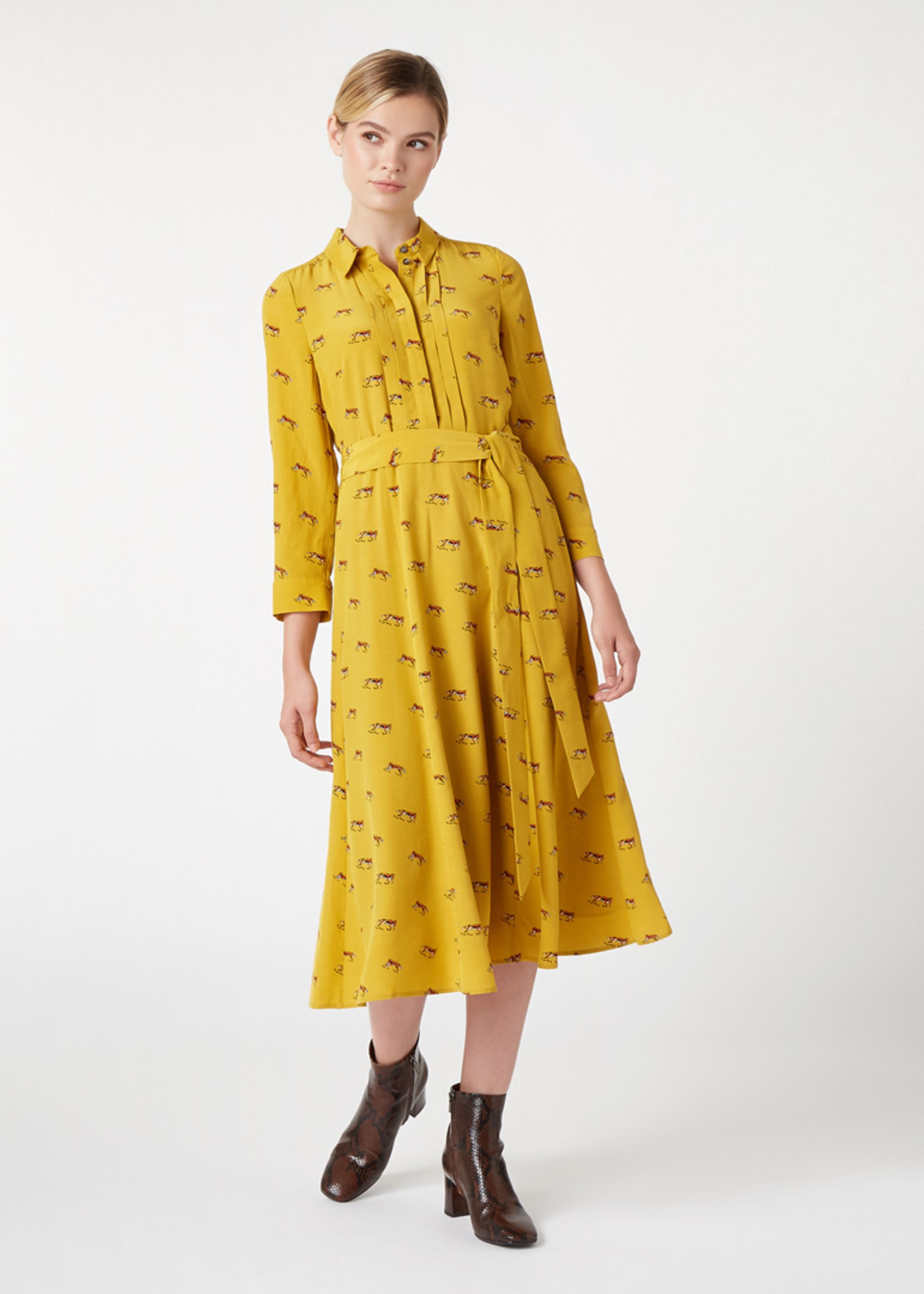 mustard shirt dress