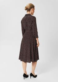 Petite Alex Belted Fit And Flare Dress , Black Multi, hi-res