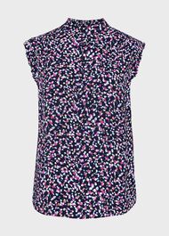 Elida Capped Sleeve Top, Navy Multi, hi-res
