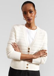 Naomi Cotton Cardigan, Ivory, hi-res