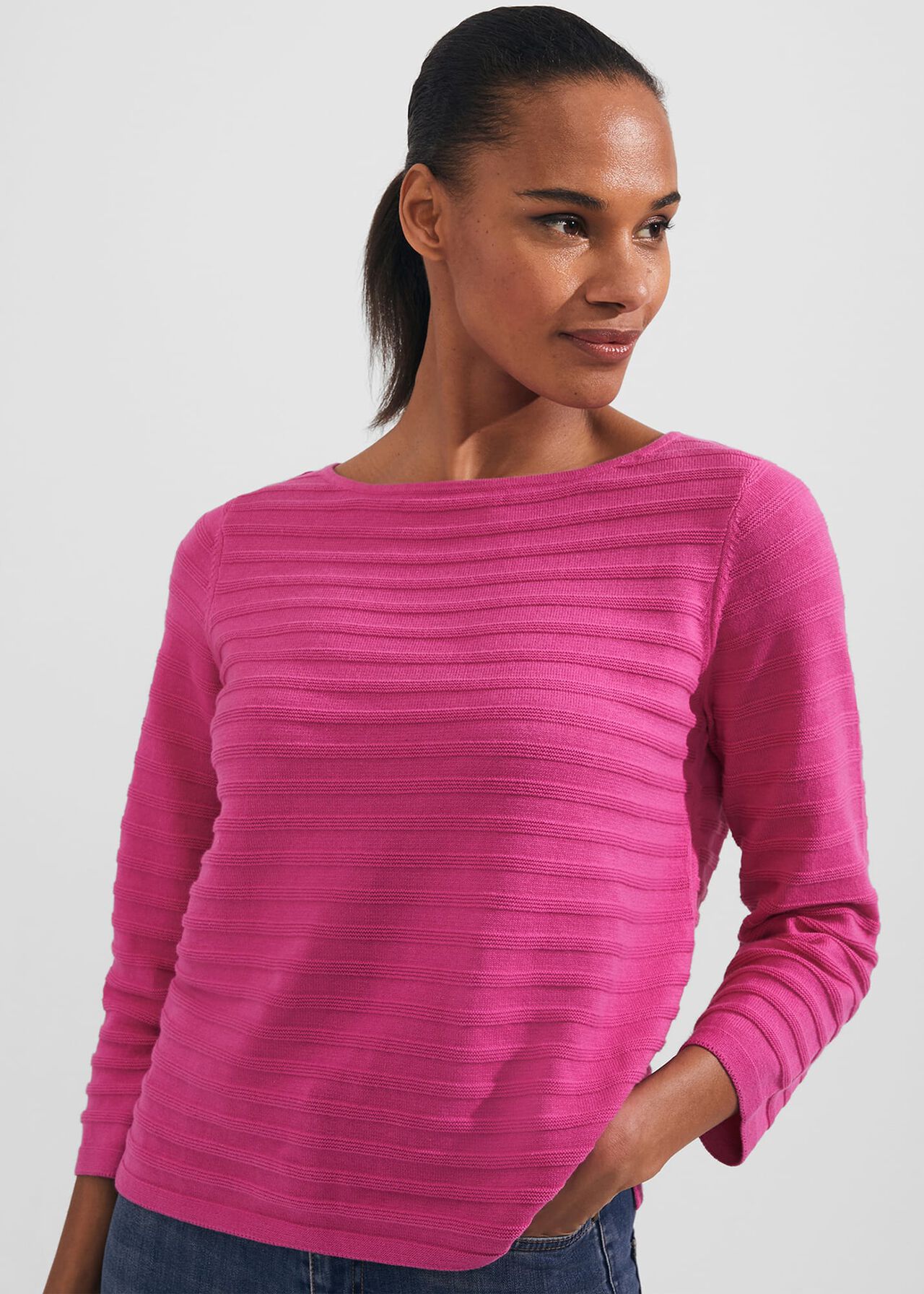 Nellie Cotton Jumper, Deep Fuchsia, hi-res