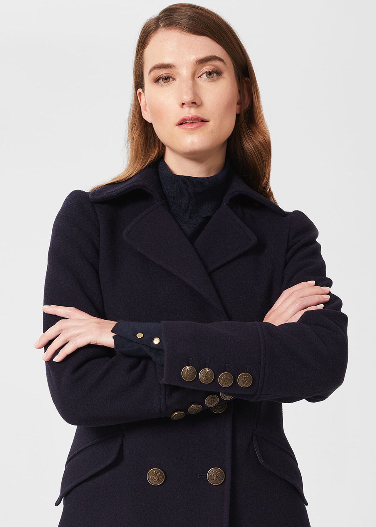 Brenna Wool Blend Maxi Coat, Navy, hi-res