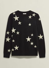 Samira Star Jumper With Cashemre , Black Ivory, hi-res