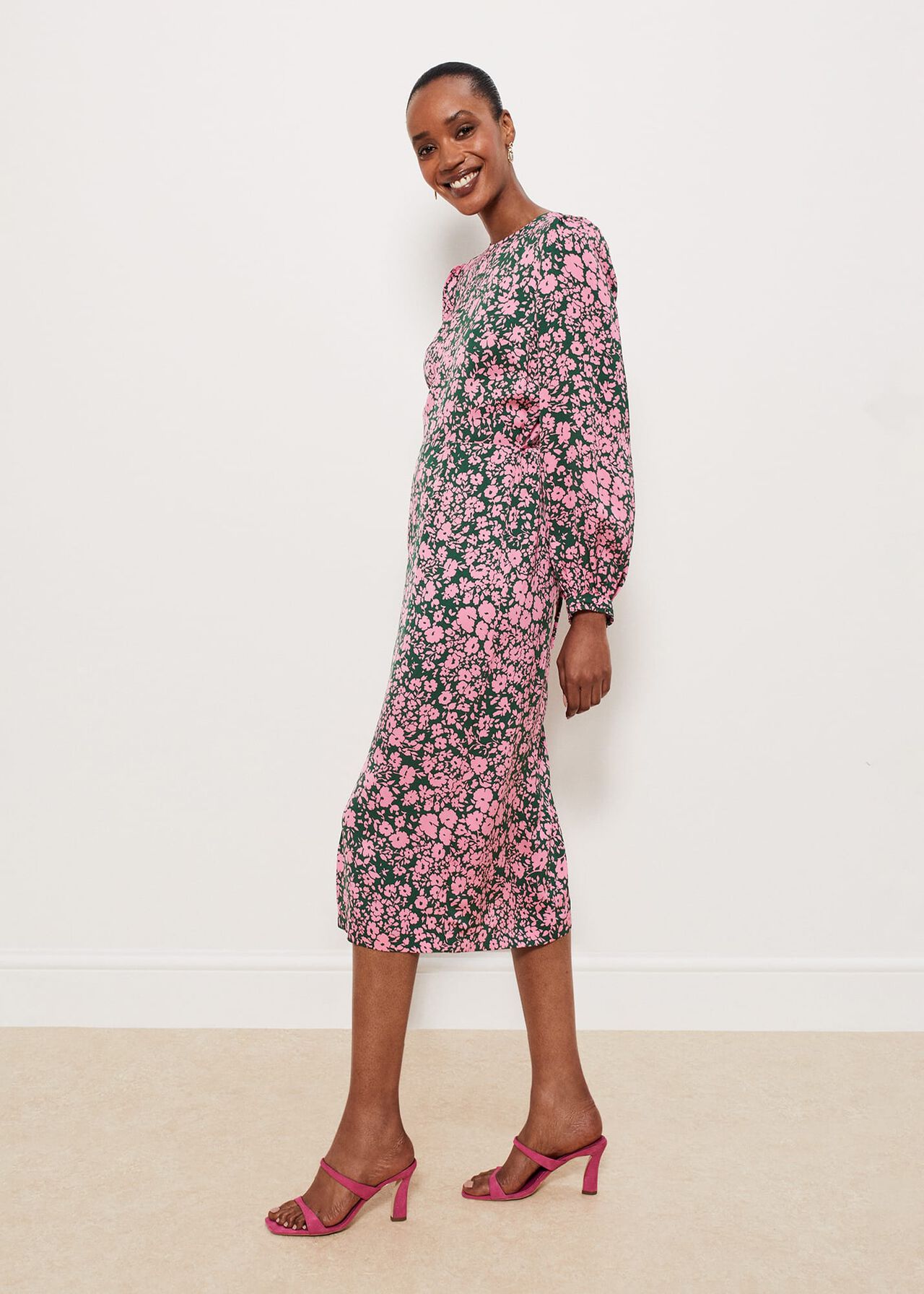 Charlton Dress, Green Pink, hi-res