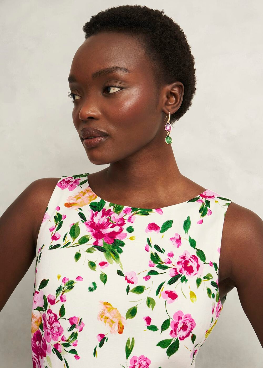 Carly Linen Dress, Ivory Multi, hi-res