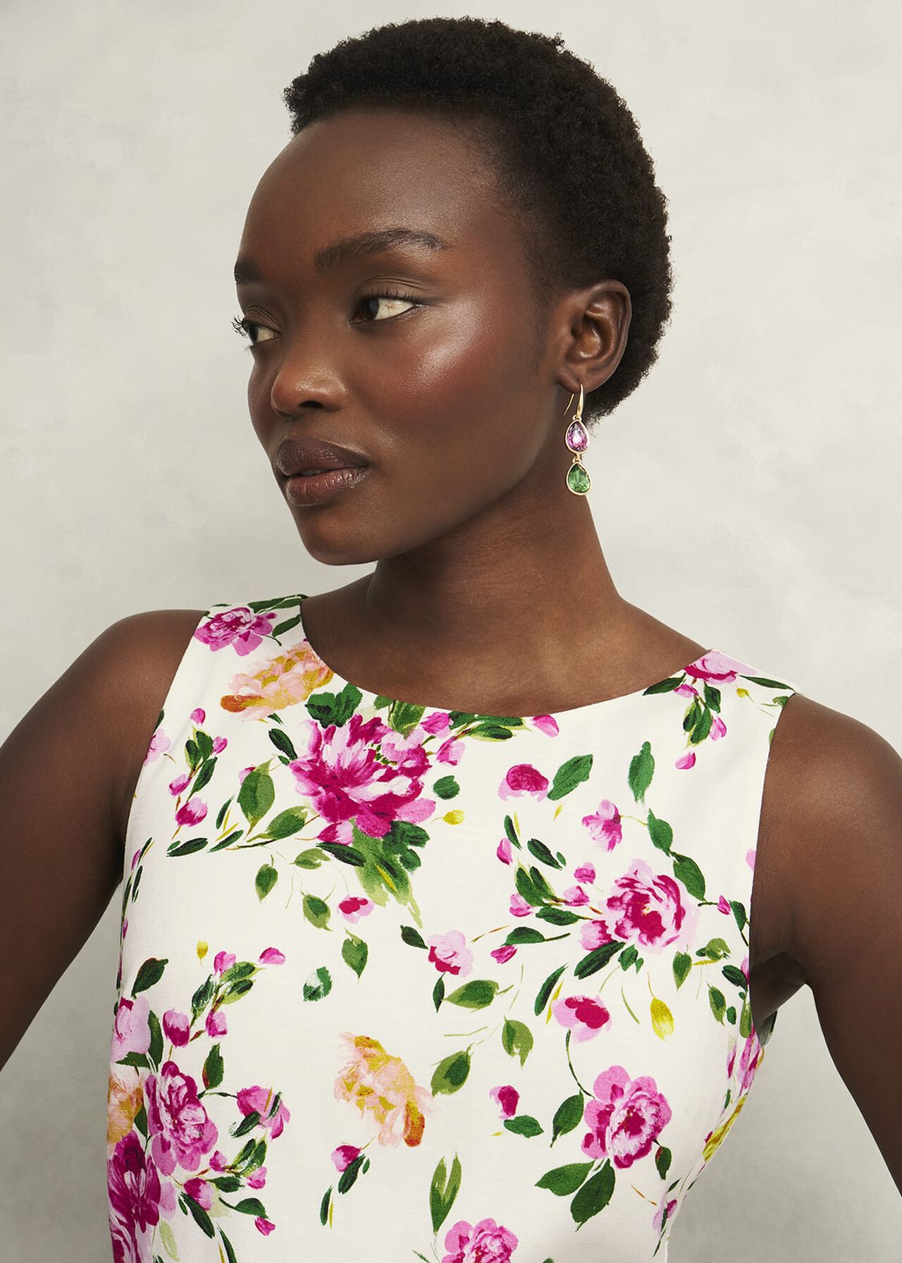 Carly Linen Dress, Ivory Multi, hi-res