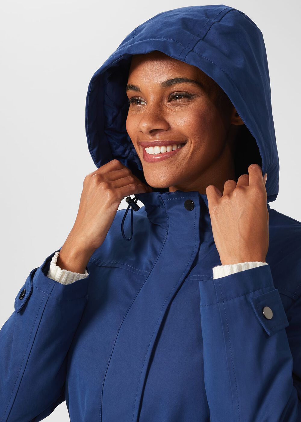 Kyra Waterproof Coat With Hood, Deep Blue, hi-res