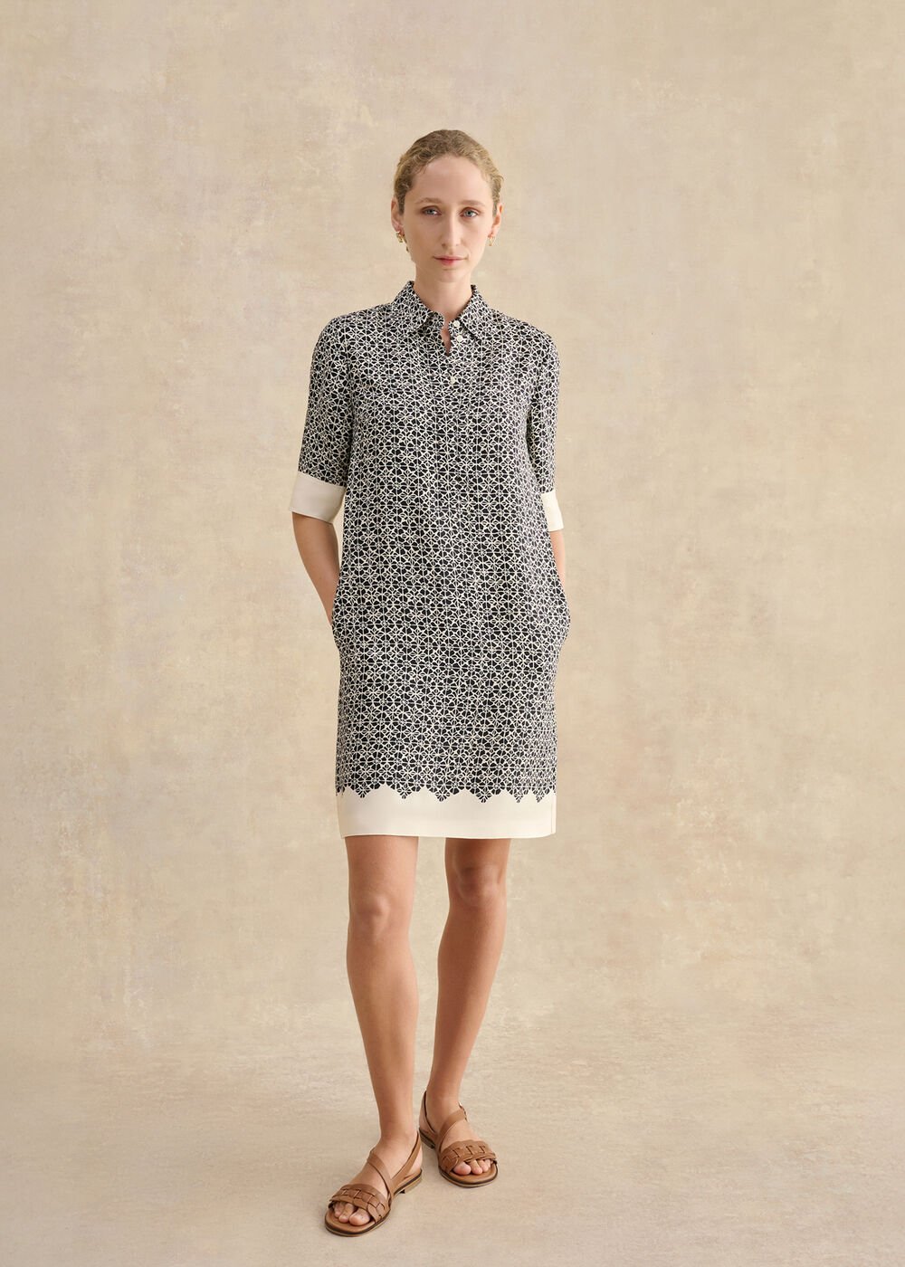 Marciella Dress, Navy Cream, hi-res