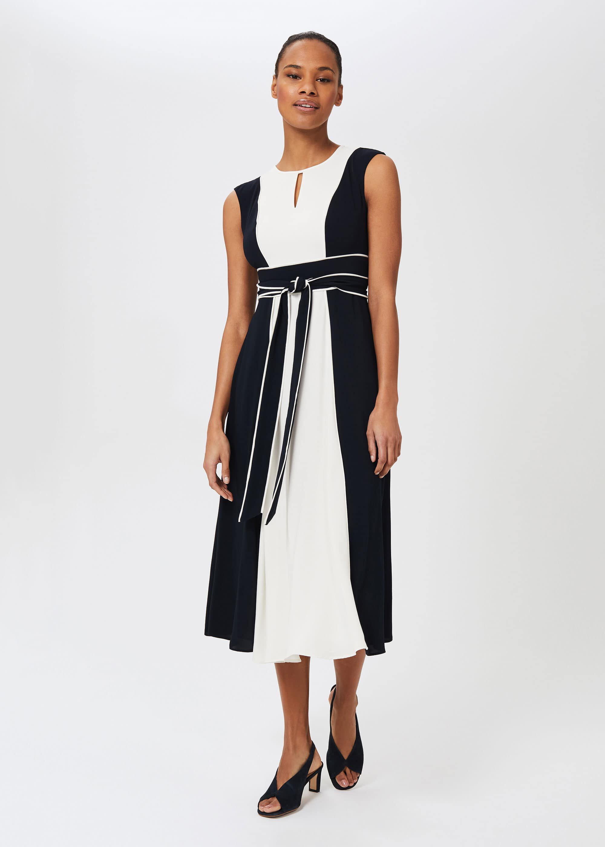 Navy and cream dress hot sale