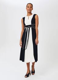 Rae Colourblock Fit And Flare Dress, Navy Ivory, hi-res