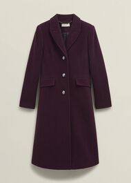 Edwina Wool Blend Coat, Wine, hi-res