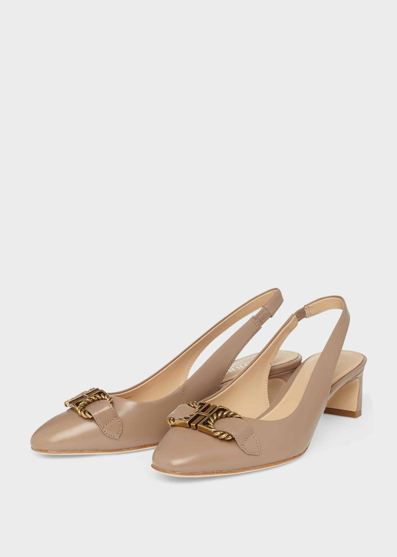 Phoebe Leather Block Heel Slingback, Fawn, hi-res