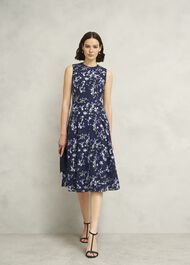 Petite Ria Embroidered Floral Dress, Midnight Multi, hi-res