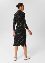Hatty Jersey Dress, Navy Chartreuse, hi-res
