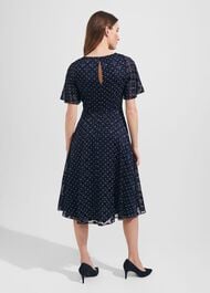 Ceira Spot Fit And Flare Dress, Navy Ivory, hi-res