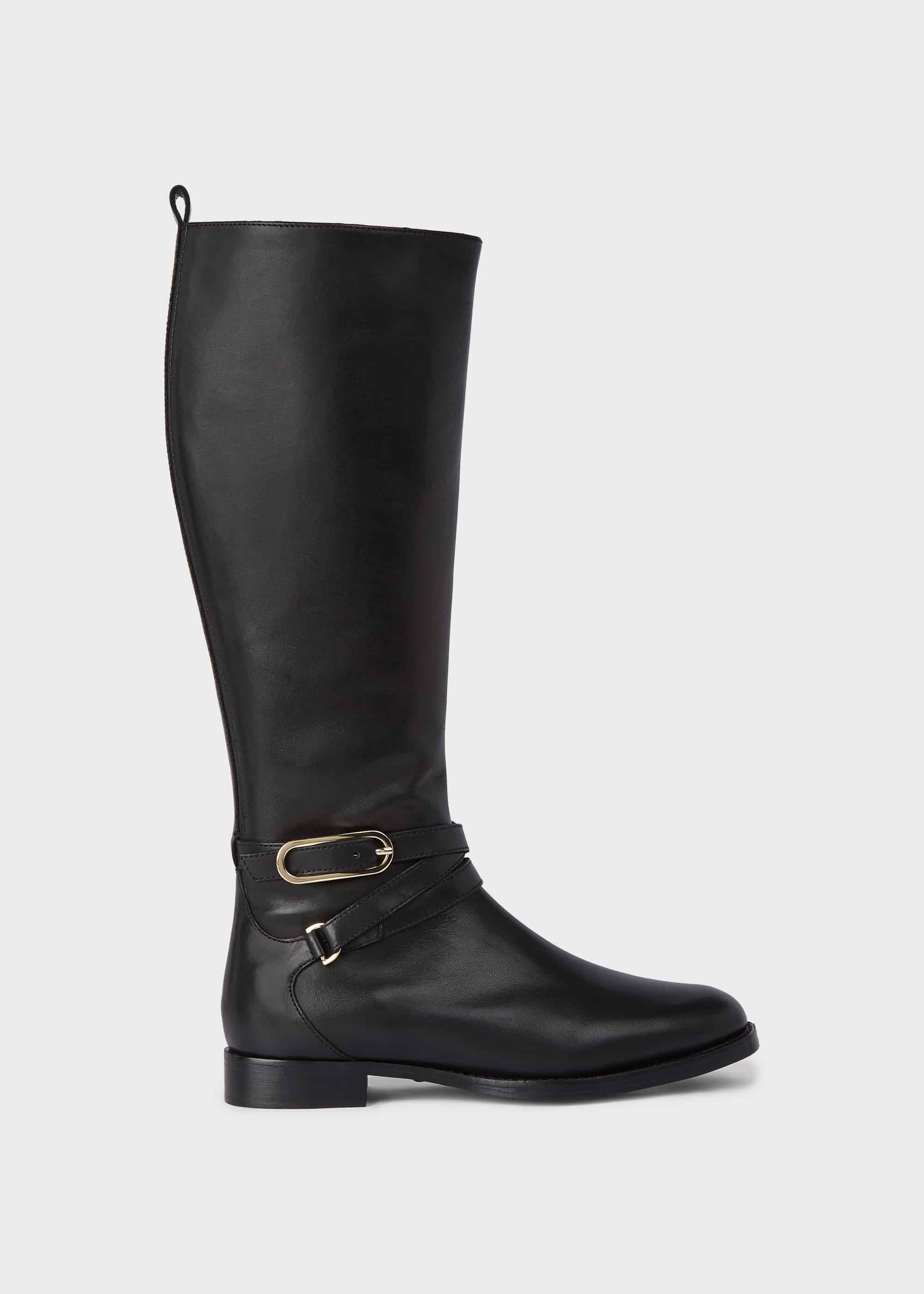 block heel black leather boots