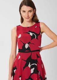 Carly Floral Midi Dress, Black Pink, hi-res