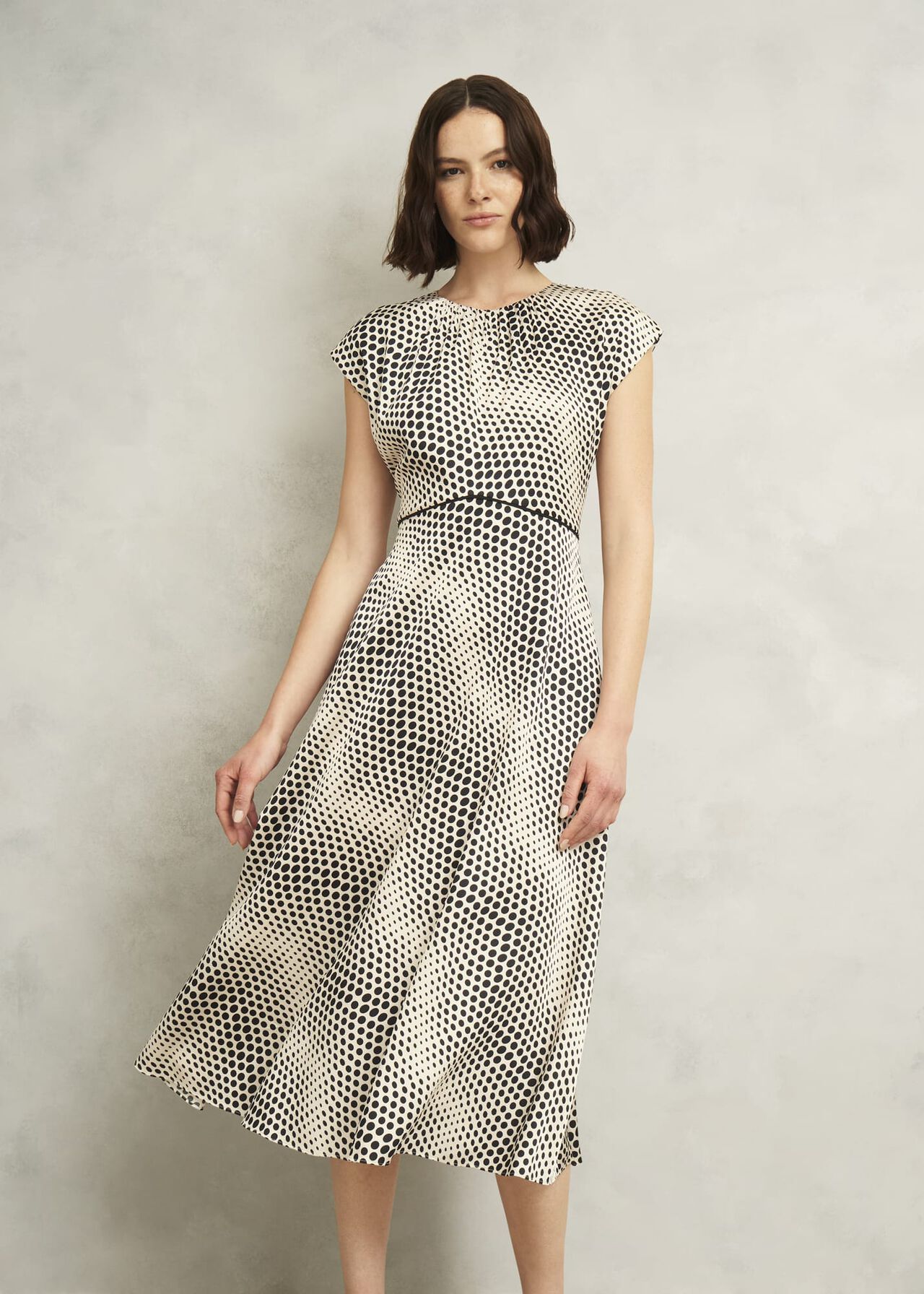 Paisley Spot Dress, Cream Black, hi-res