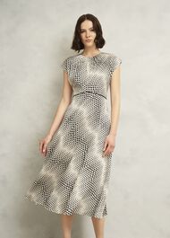 Paisley Spot Dress, Cream Black, hi-res