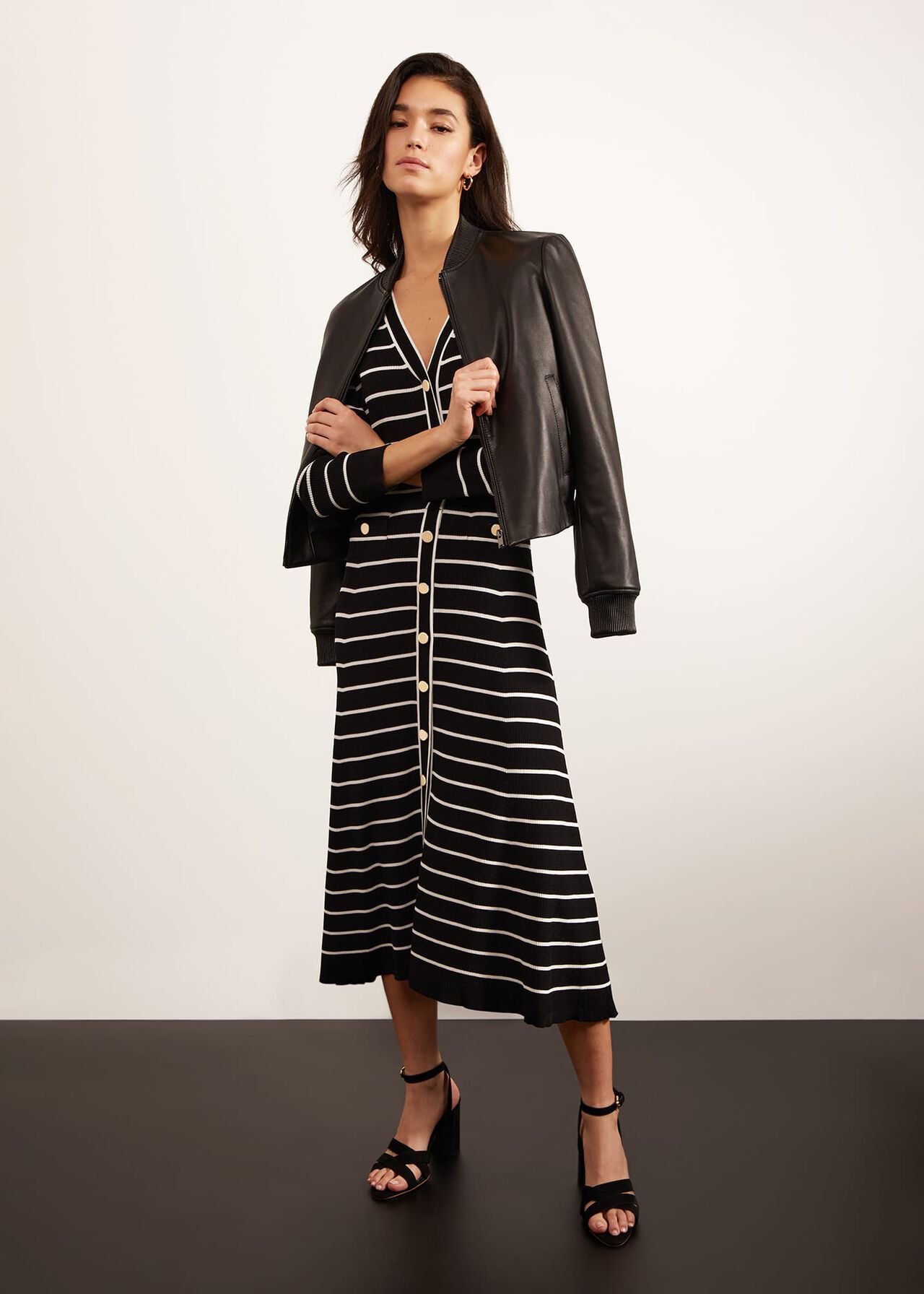 Belmont Knitted Dress, Black Ivory, hi-res
