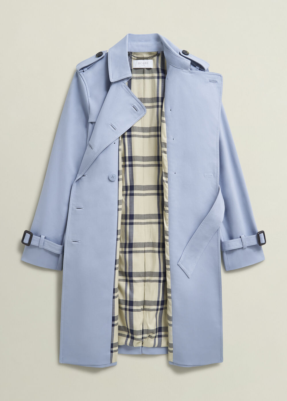 Petite Skylar Shower Resistant Trench Coat, Pale Blue, hi-res