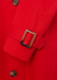 Chrissie Water Resistant Mac With Hood, Geranium Red, hi-res