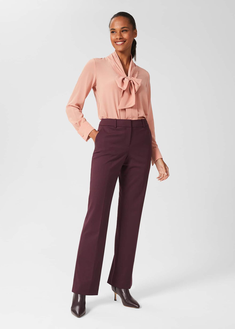Hetty Straight Trousers, Burgundy, hi-res