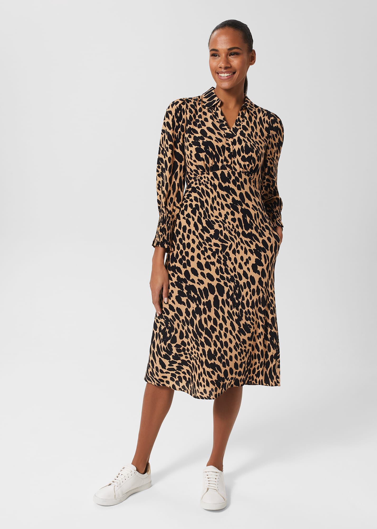 Oasis leopard midi shirt dress sales