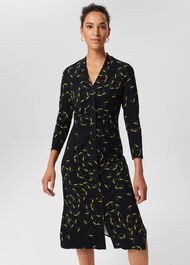 Hatty Jersey Dress, Navy Chartreuse, hi-res