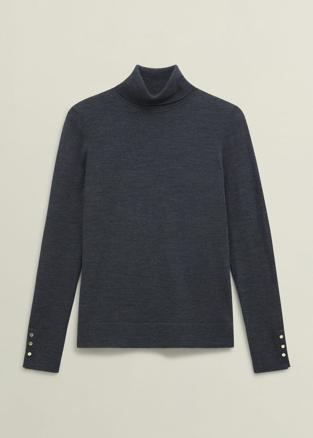 Lara Merino Rollneck Sweater, Charcoal Grey, hi-res