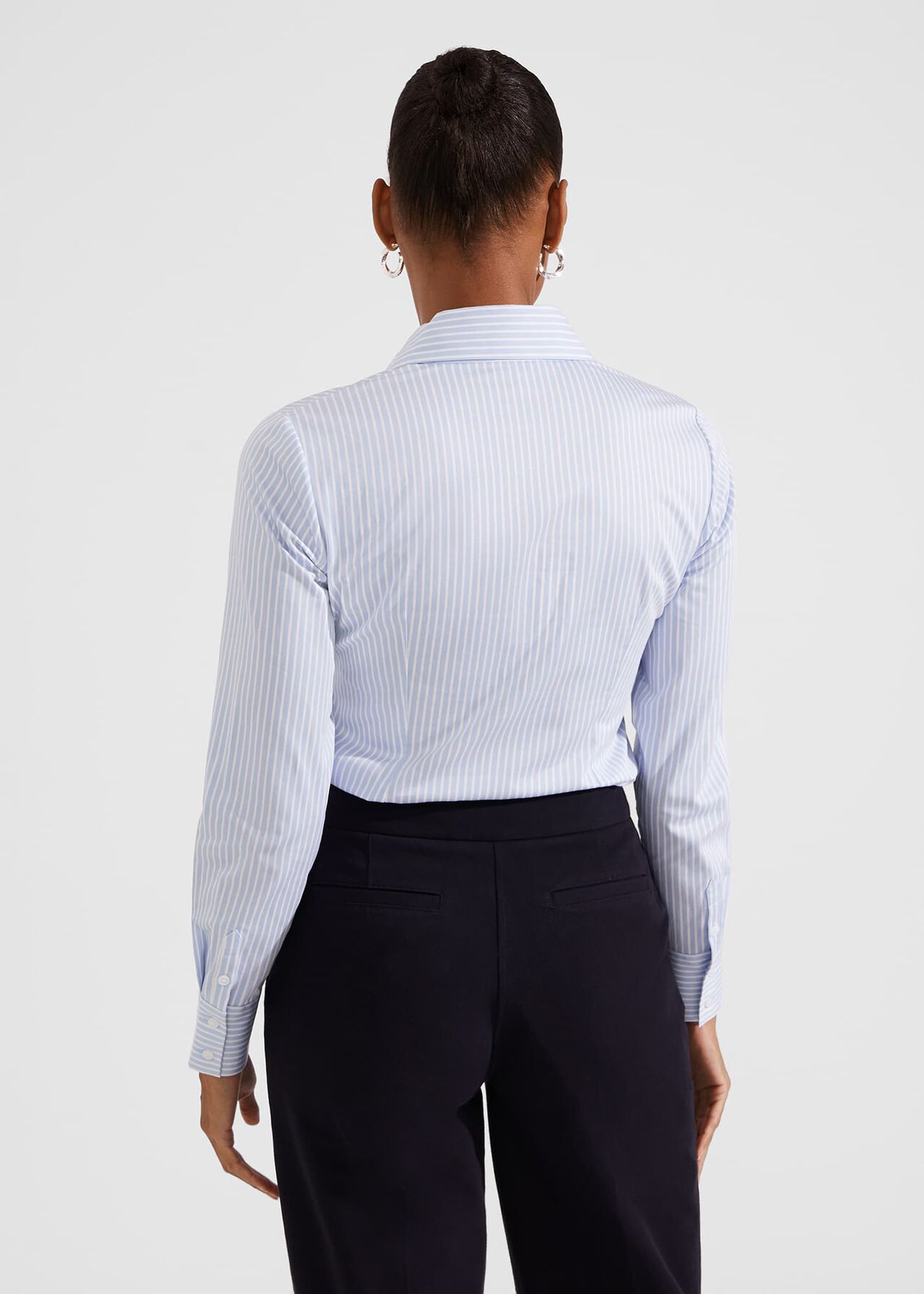 Victoria Cotton Blend Shirt, Pale Blue White, hi-res